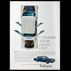 1960 Valiant Car Automobile Chrysler Corporation Machine Vintage 1960's Print Ad